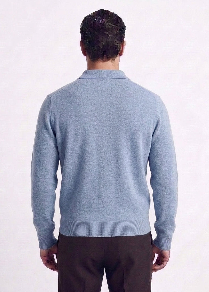 Polo Collar Half-Zip Wool and Cashmere Sweater