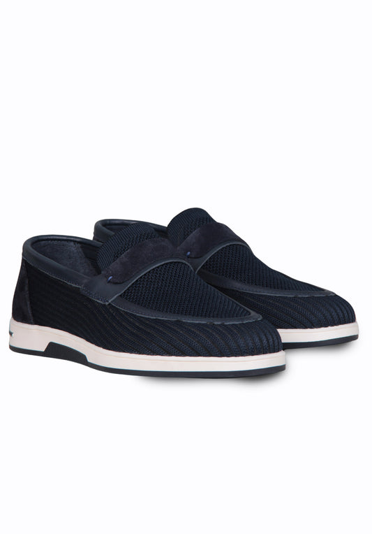 Men's blue textile loafers - perfect for summer