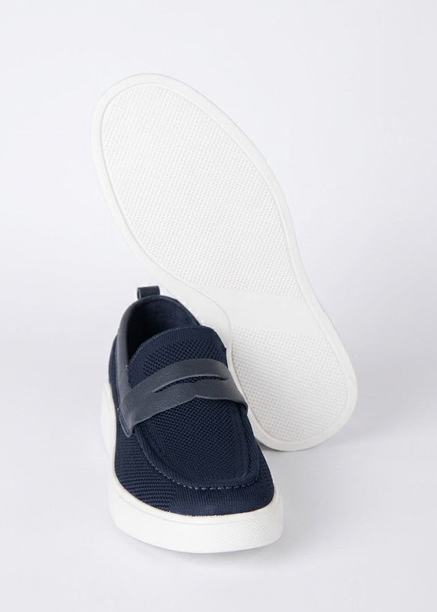 Knitted and Leather Men's Loafers – Dark Blue