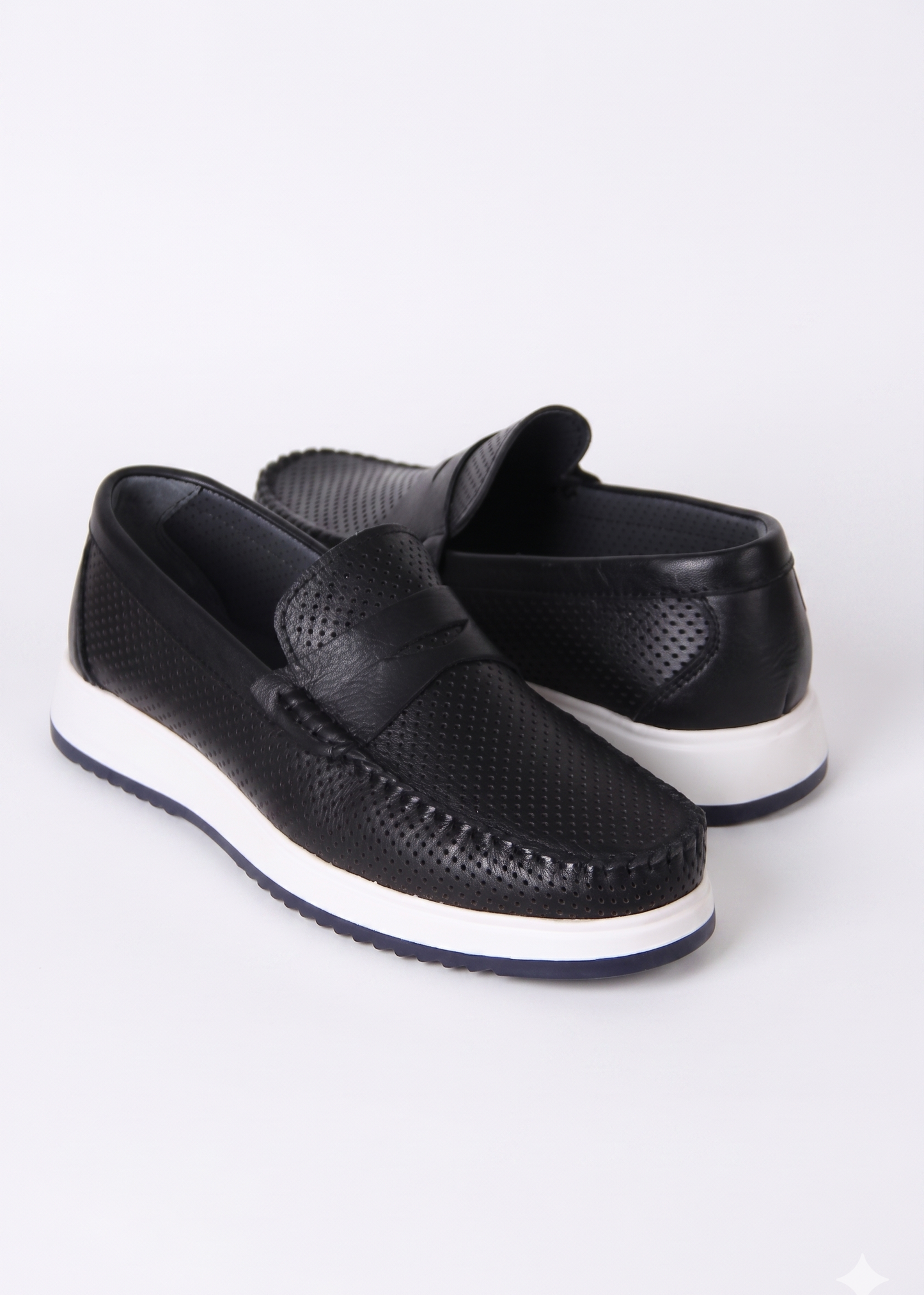 Lightweight and Breathable Black Genuine Leather Loafers