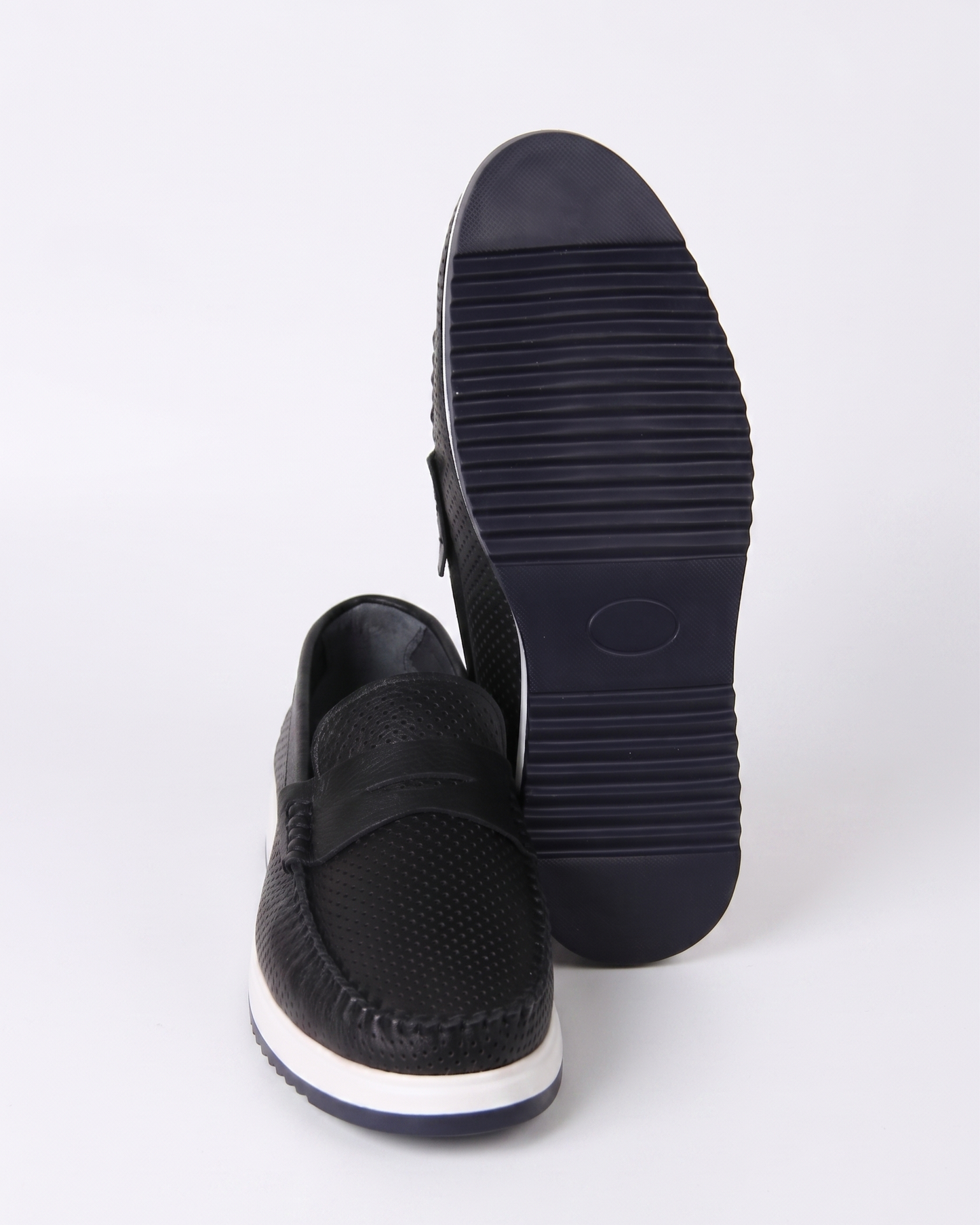 Lightweight and Breathable Black Genuine Leather Loafers