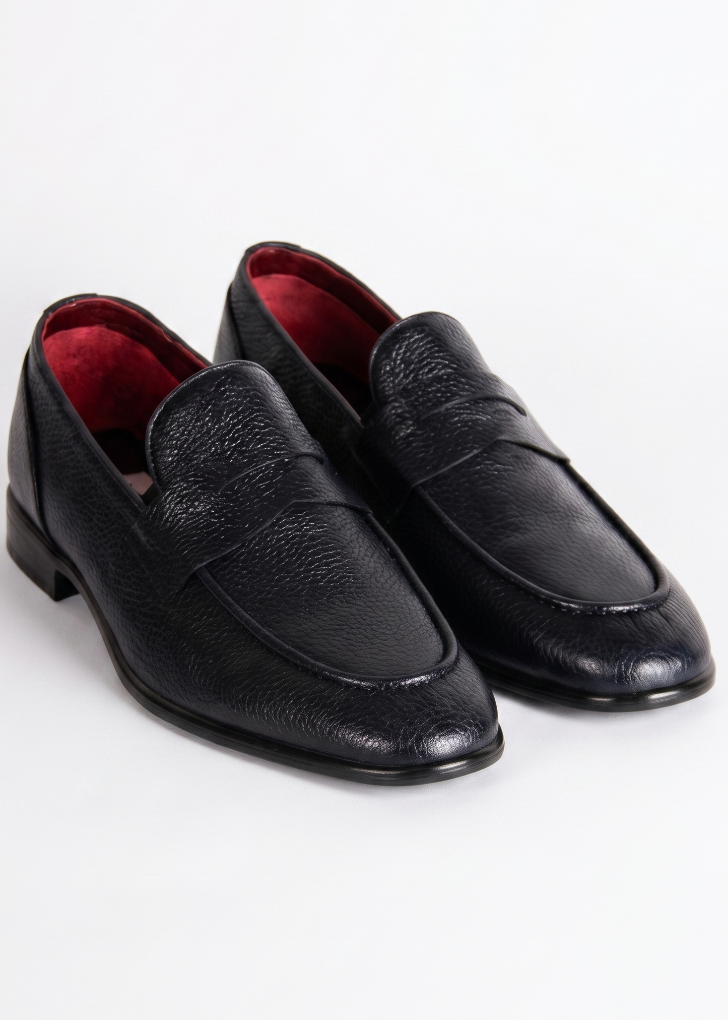 Navy Blue Natural Leather Penny Loafer