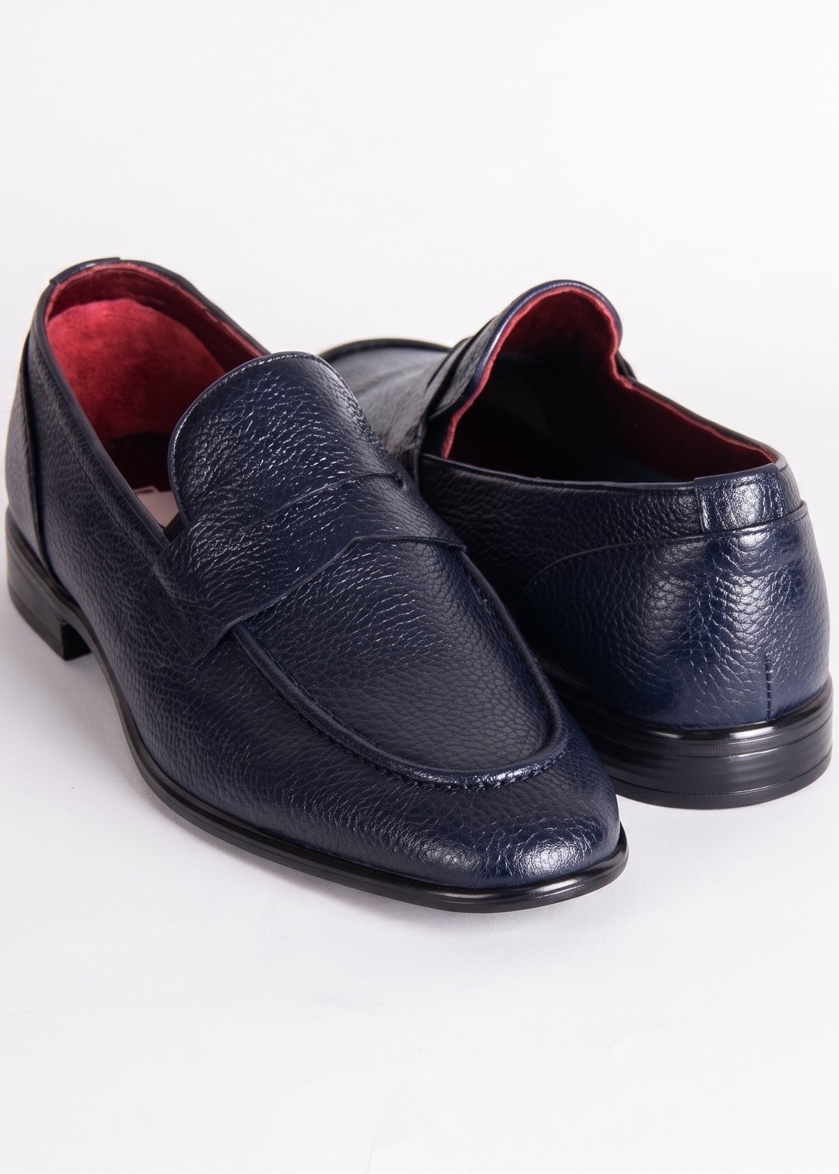 Navy Blue Natural Leather Penny Loafer