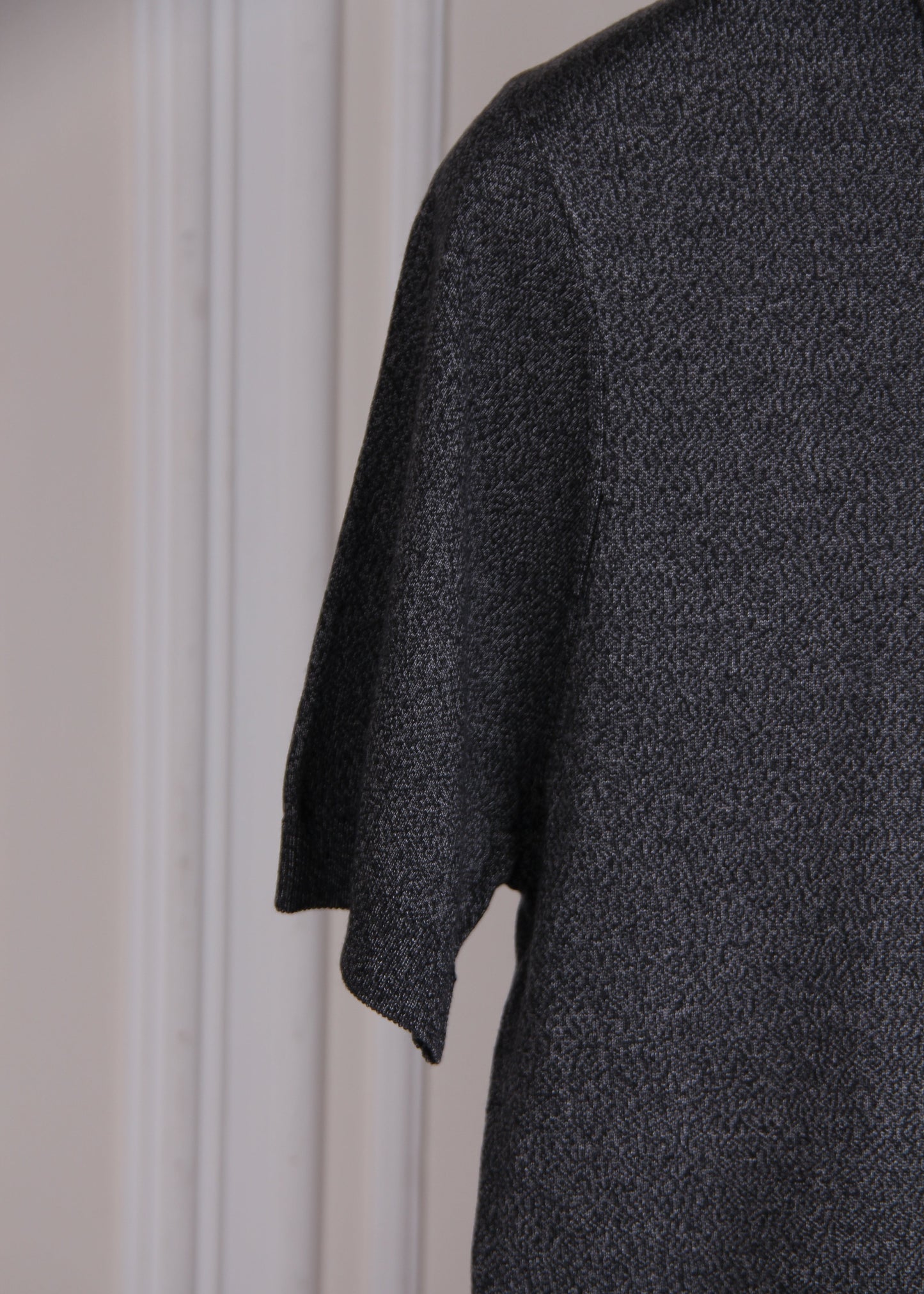 Gray Knit Polo Shirt with Zipper
