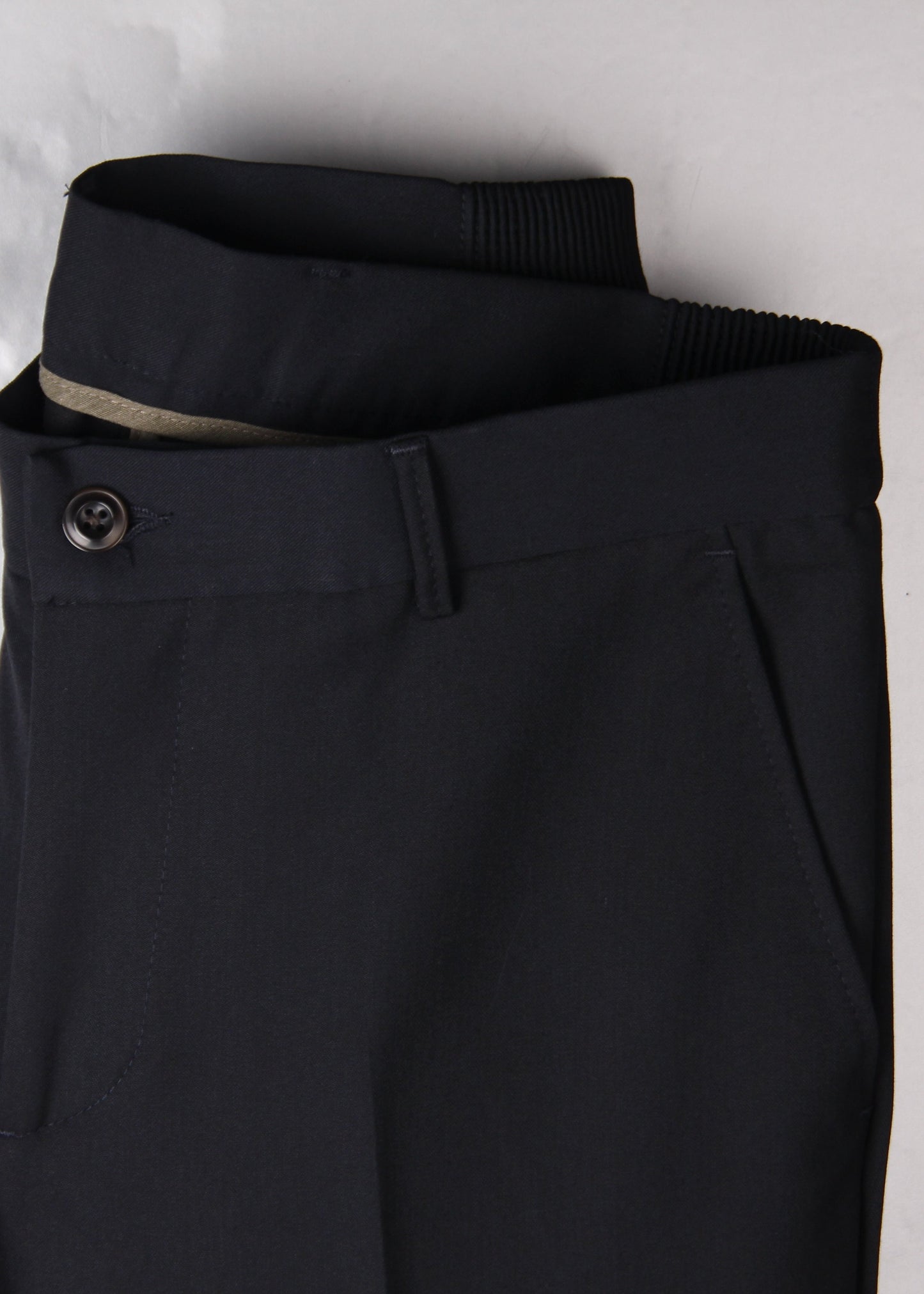 Navy Blue Trousers with Elastic Side Details