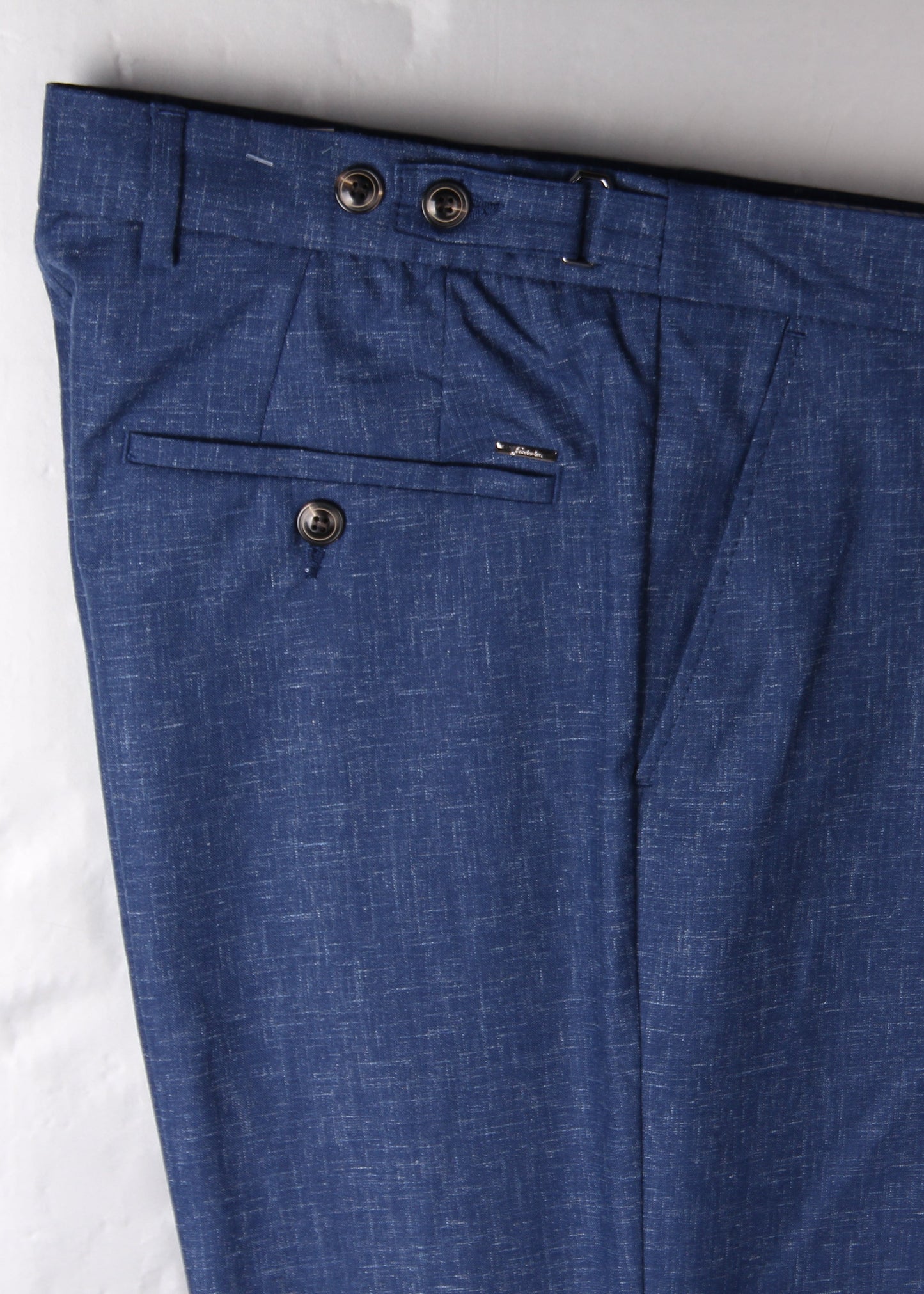 Blue Linen-Blend Trousers (with Side Adjusters)
