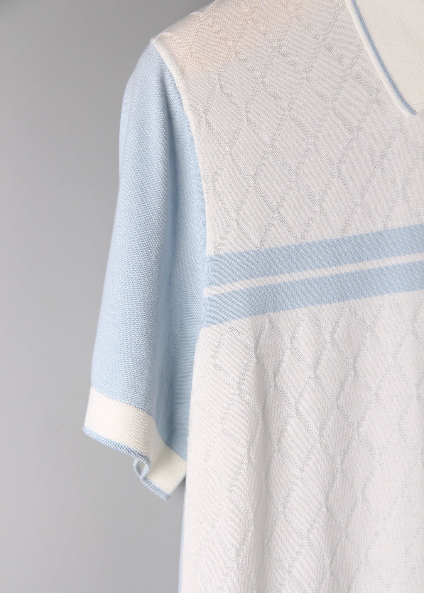 Zip-Up Patterned Polo Shirt