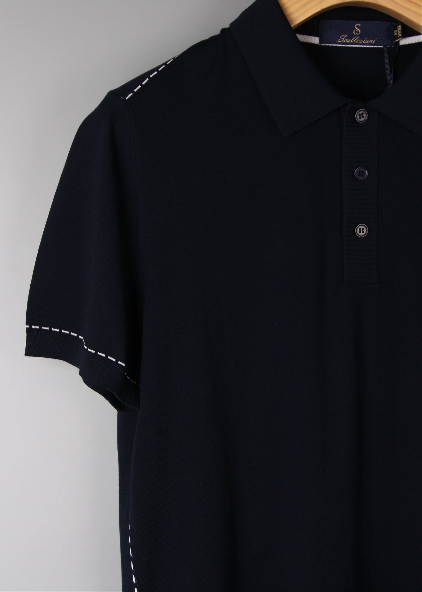 Blue Polo Shirt with Stitch Details