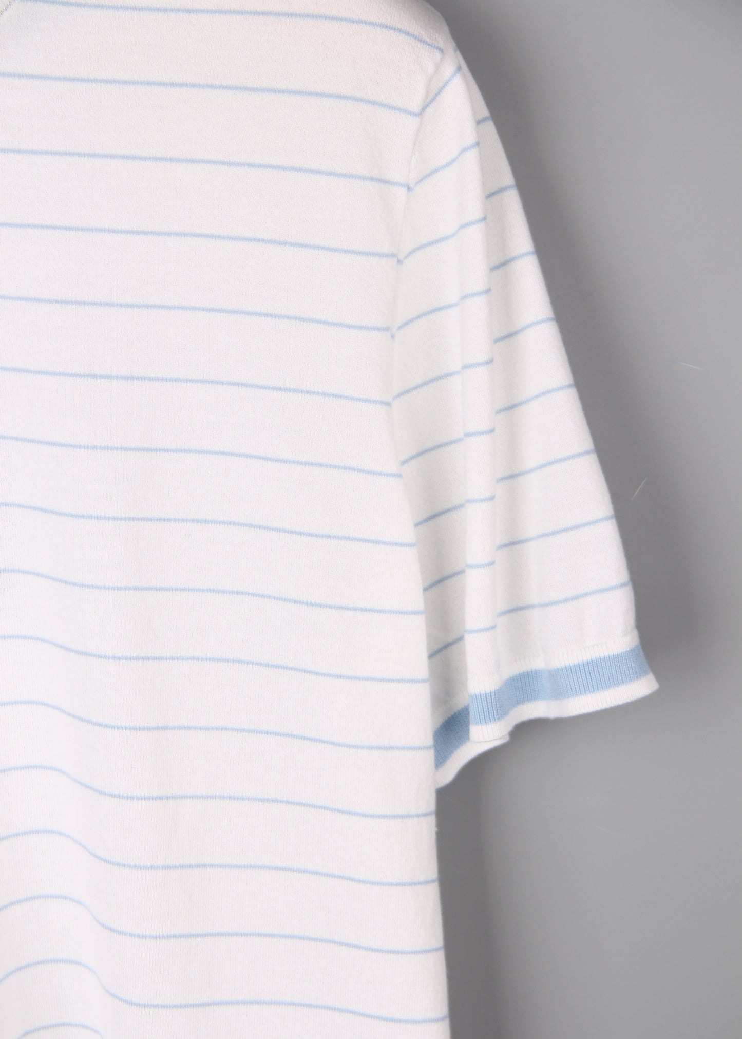 Blue Striped Silk/Cotton White T-Shirt