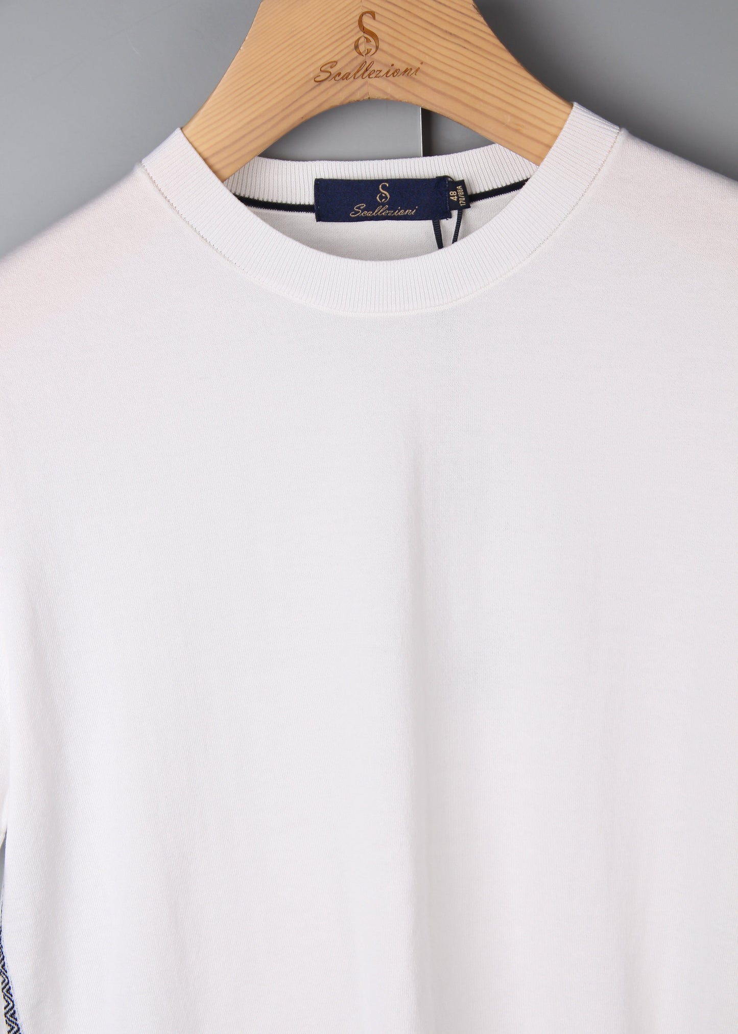 White T-Shirt with Black Geometric Patterned