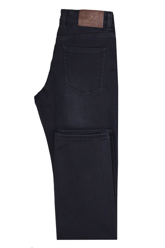 Black Jeans with Whiskering Effect