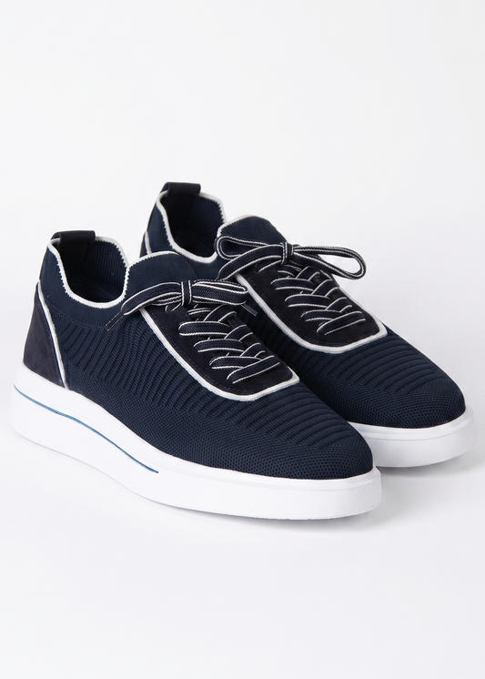 Comfortable Casual Blue Sneakers with Elastic Collar