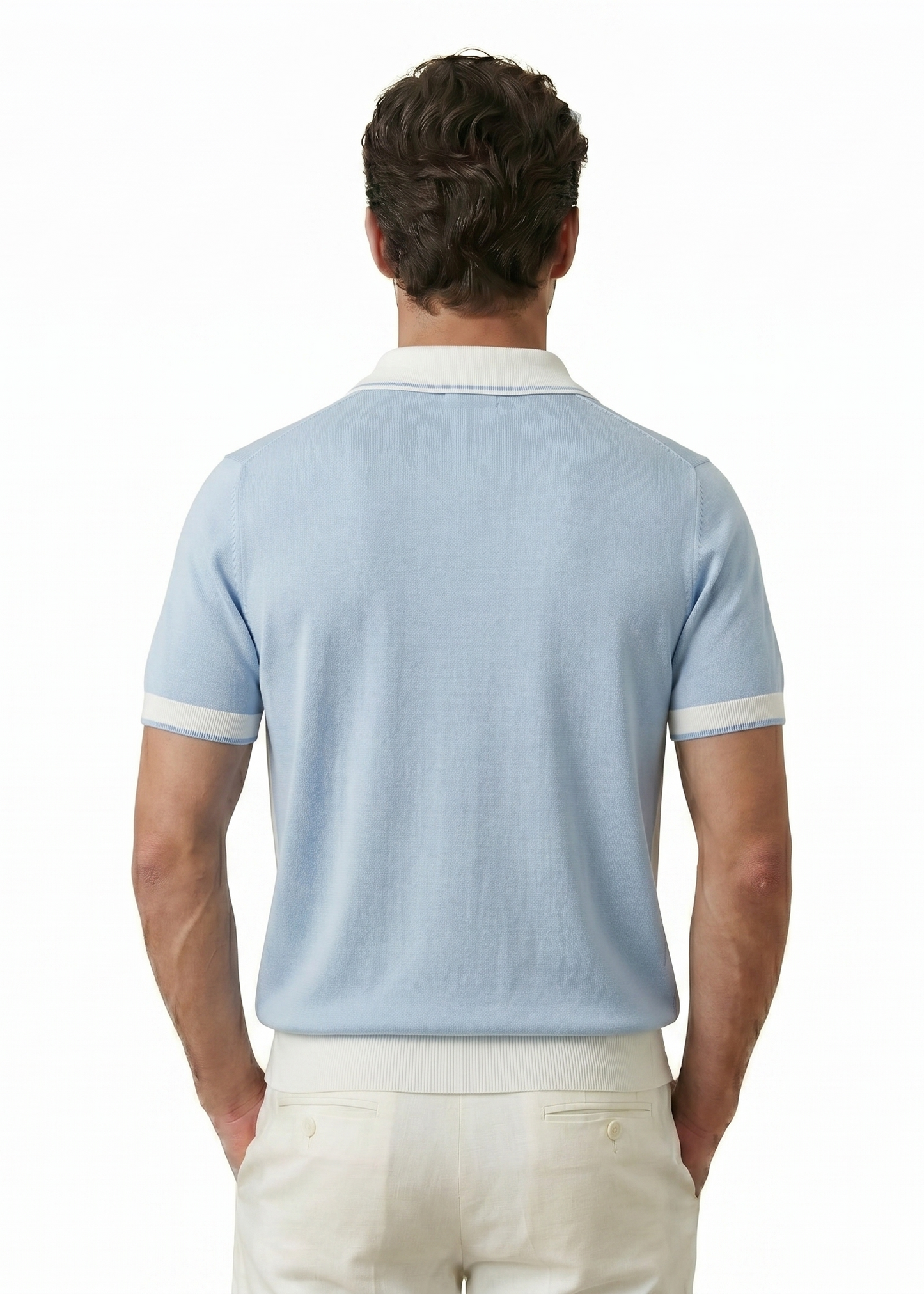 Zip-Up Patterned Polo Shirt