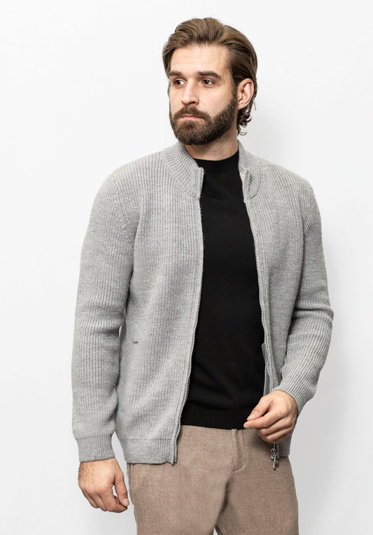 Gray zip-up sweater