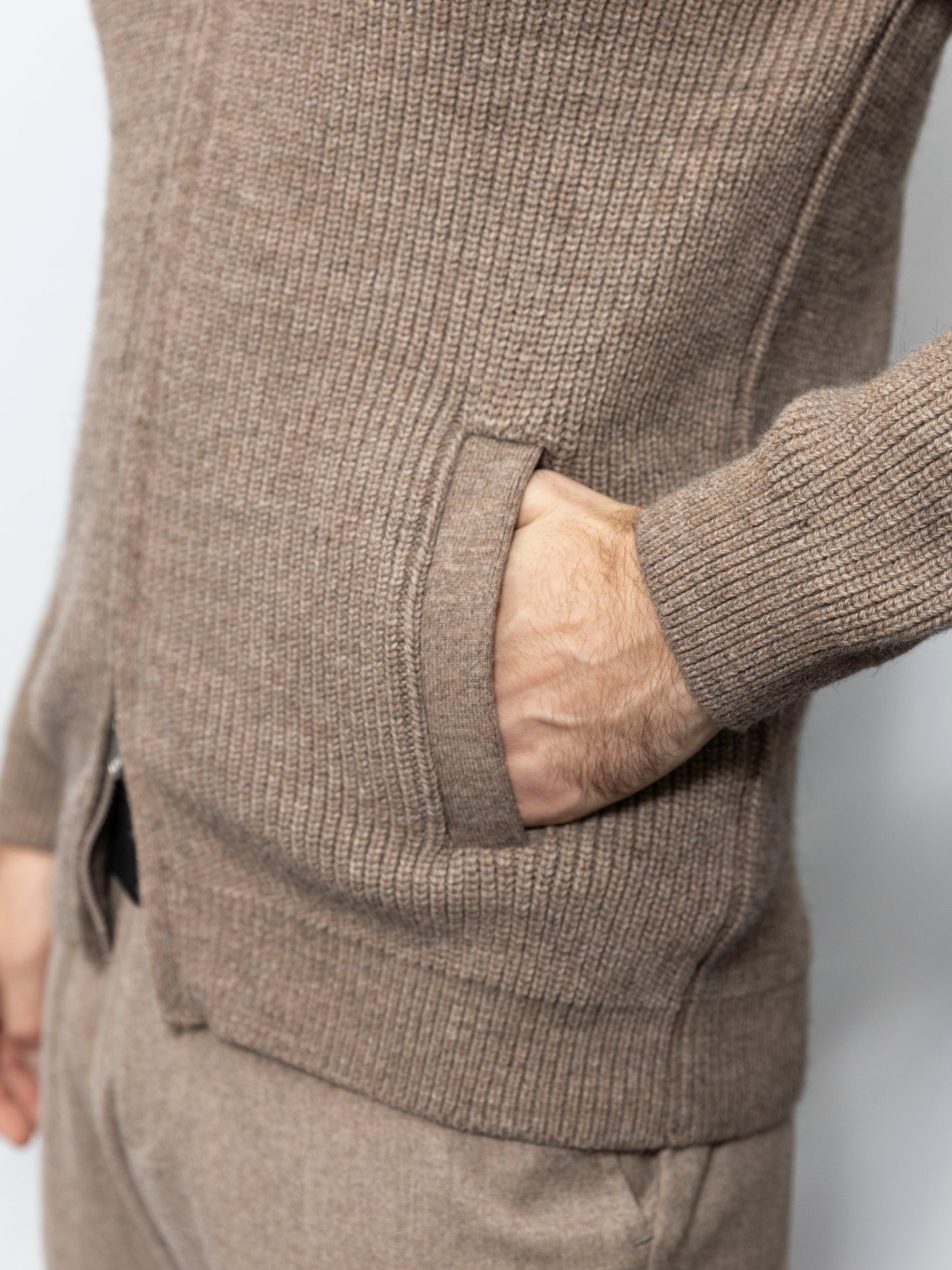 Brown zip-up sweater