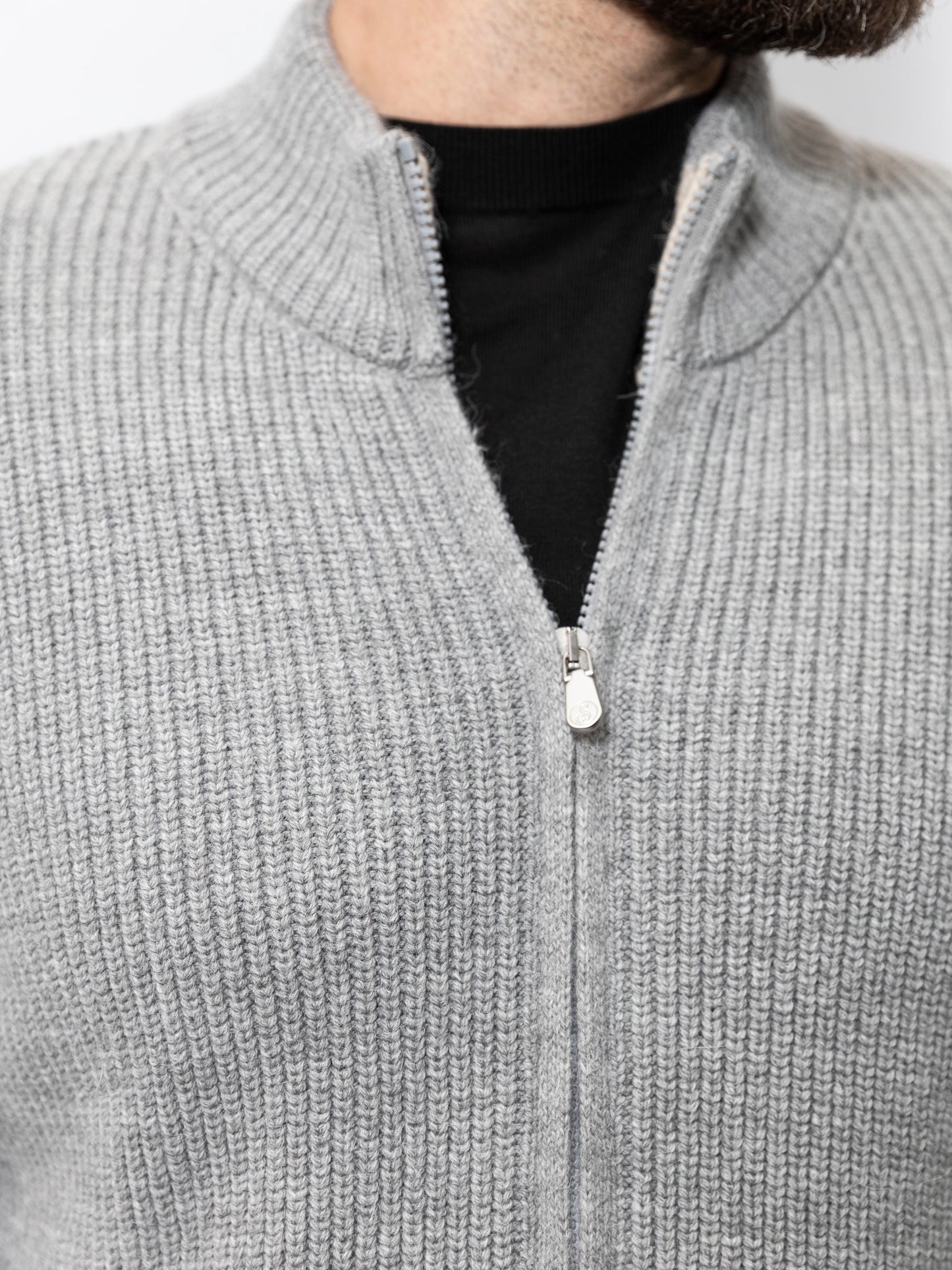 Gray zip-up sweater