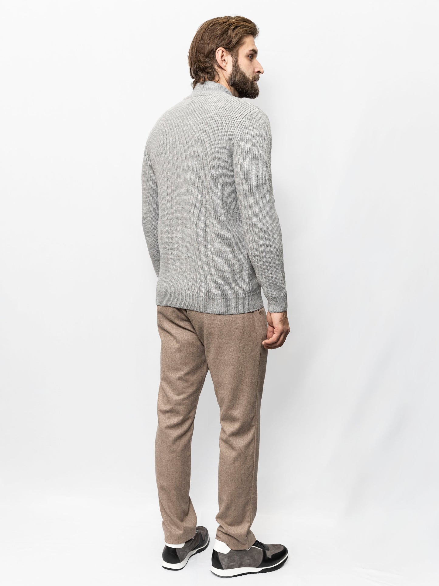 Gray zip-up sweater