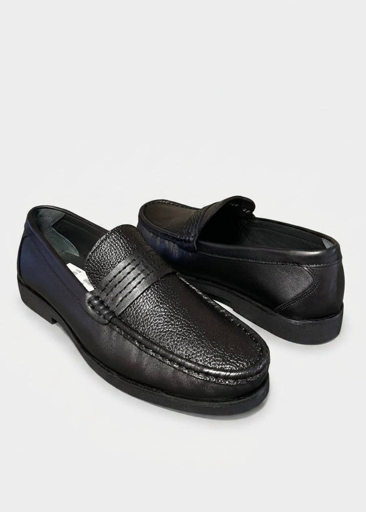Black Natural Leather Men's Loafer Shoes