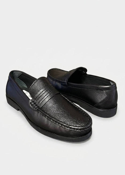 Black Natural Leather Men's Loafer Shoes