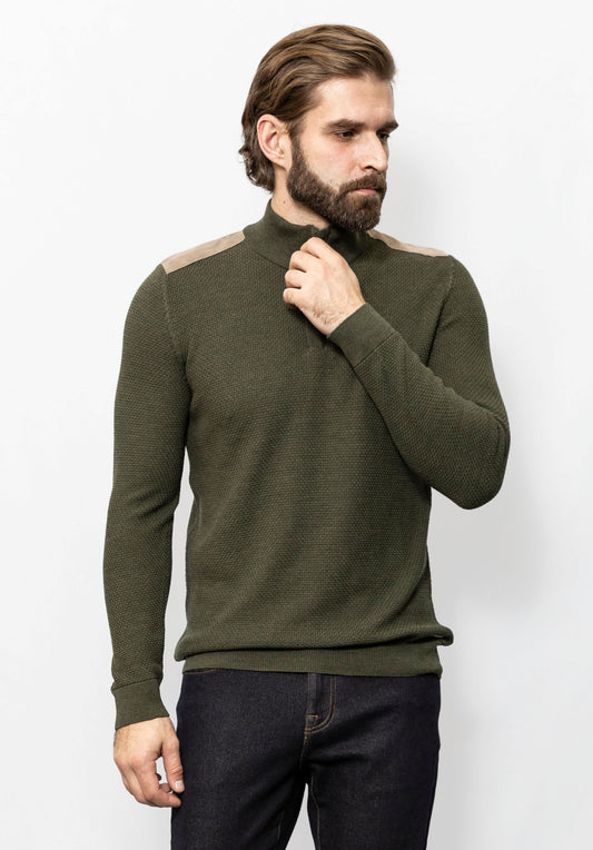 Green Color half-zip Jumper