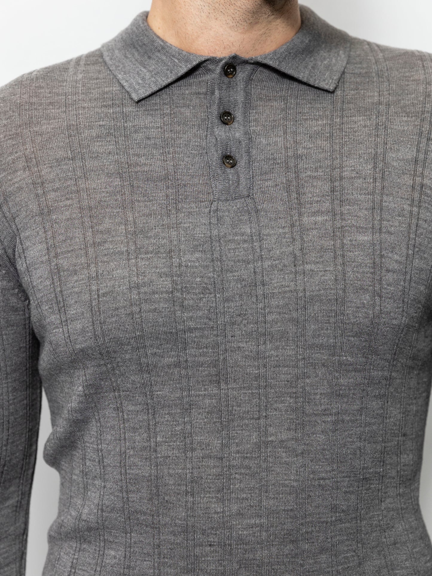 Gray color half-zip polo-jumper