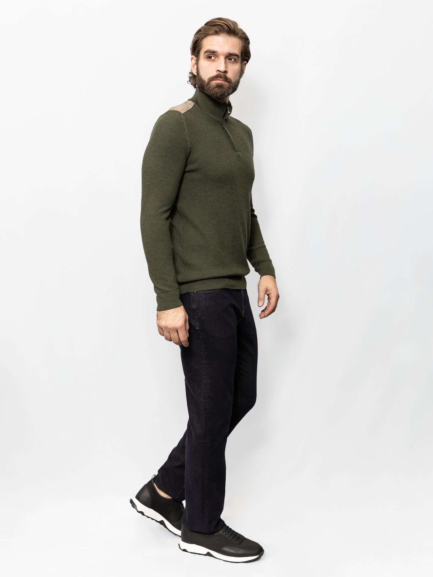 Green Color half-zip Jumper