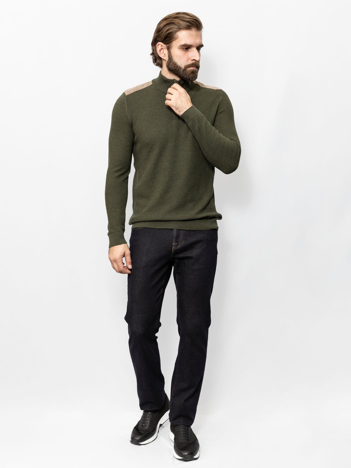 Green Color half-zip Jumper